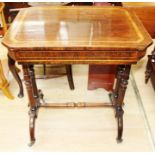 A late Victorian rosewood and satinwood cross-banded occasional table, rectangular form, 73cm