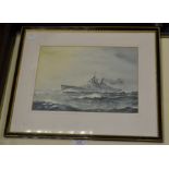 Eric Tufnell ,British, 1888-1978, four watercolours of naval ships, 'HMS Vengeance', 26 x 37 cm,  '