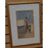 19th Century, Middle Eastern street scene, indistinctly signed l.l., watercolour, framed & glazed,