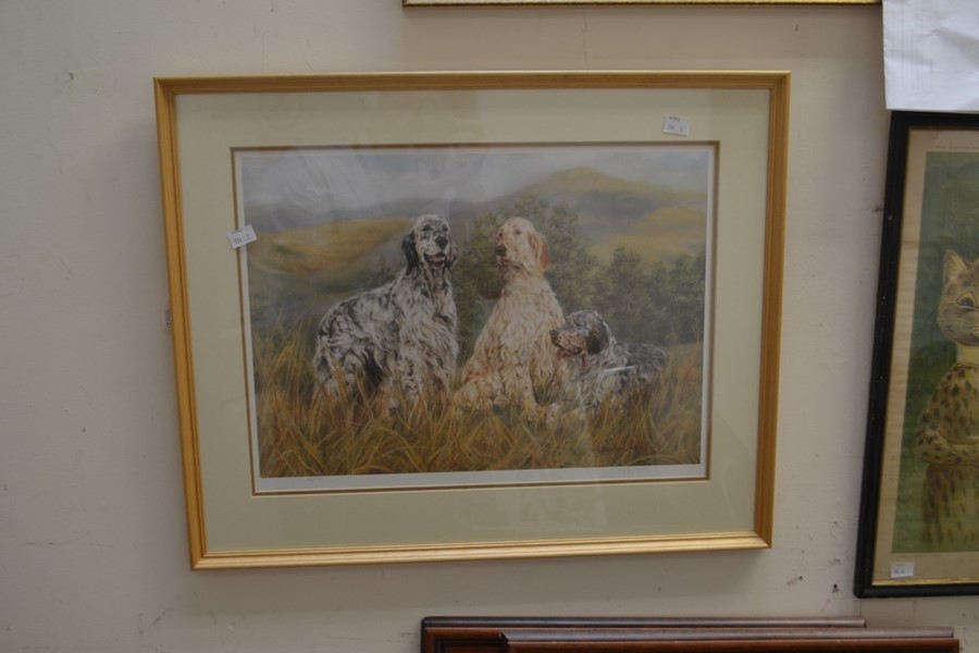 A print of dogs by Joy Glasspool; and robin on Christmas tree, original watercolour, by Pollyanna - Image 2 of 2