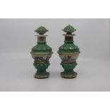 A group of French and Austrian porcelain, late 19th Century, to include a pair of decanters and