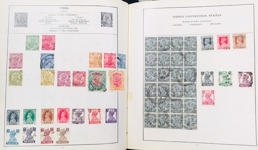 Stamps: mid-20th century used worldwide collection in five beginner "schoolboy" albums and one