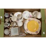 A circa 1930's Art Deco hand painted tea set, comprising six cups, six saucers, six side plates,