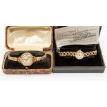 A 9ct gold ladies Accurist wristwatch, round white dial with Roman numerals, case diameter approx.