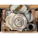 Five boxes of 20th Century tea wares and ceramics including Wedgwood, Burslam, Minton, to include