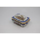 A Meissen porcelain hausmaler decorated match case and cover, late 19th Century, of serpentine