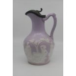 A Ridgway tinted stoneware ewer after the Portland Vase, mid-19th Century, the lavender tinted