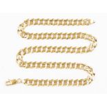 A 9k gold flat link curb chain, length approx. 20'', weight approx 36g