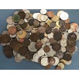 UK & World Coins, includes pre 47 Silver, Victorian penny’s, Token Coins, in a plastic box. (