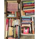 Four boxes of assorted books, including history, novels, fact, fiction, etc (four boxes)