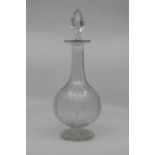 A cut glass 'rock crystal' decanter in the manner of William Fritsche, late 19th Century, of pear