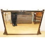 Late Victorian ebonized over mantle mirror with gold detailing