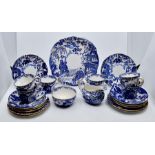 Early Royal Crown Derby circa 1920's tea set, in a blue and white Chinese design, with gold trim,