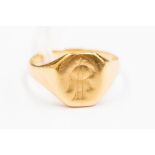 A yellow gold gents signet ring, possibly 18ct gold, 6.4 grams approx, size S