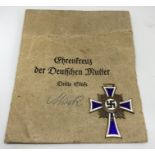 WW2 Third Reich Ehrenkreuz der Deutschen Mutter. Mothers Cross in Bronze without ribbon but in