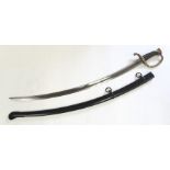 French Cavalry Sword. Curved, fullered single edge blade 83cm in length.Spine of blade dated 1856