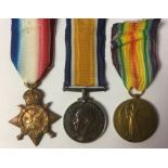 WW1 British 1914 Star, War Medal and Victory Medal Trio to M1-6507 Pte WJ Mathewson, ASC. Complete