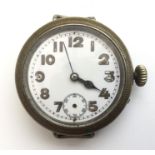 WW1 British wristwatch engraved to reverse "J McGrath, 10 Corps ASC Troop Supply Col.". White enamel