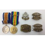 WW1 British War Medal and Victory Medal to 59648 Clp C Heathcote, Notts & Derby Regt. Complete
