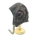 WW2 British Royal Navy Fleet Air Arm pattern C Type leather flying helmet. Named in ink to the