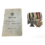 WW1 Imperial German Army Militarpass to Musketier Fredrich Siepmann, IR 173 and IR 459. Comes with a