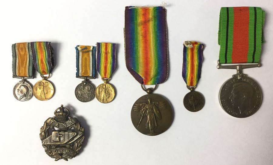 WW1 British Miniature War & Victory Medals x 2 of each: US Victory Medal complete with ribbon