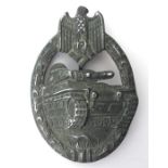 WW2 Third Reich Panzerkampfabzeichen in Silber - Tank Battle badge in Silver. Hollow backed example.