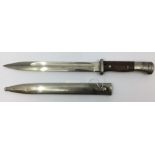 WW1 Imperial German S84/98 Bayonet. Chrome plated single edged fullered blade 250mm in length, maker