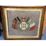 WWI British Royal Navy silk sweetheart souvenir embroidery entitled "Malta Souvenir" with a photo