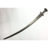 Indian Talwar style Sword with 79cm long curved single edged blade with etched decoration.