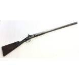 Percussion cap double barrel shotgun. Double triggers, working action. Locks signed "I Witton".