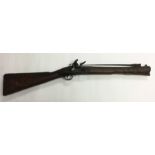 A Flintlock Blunderbuss with folding bayonet with lock marked "G Goodwin & Co". 435mm long barrel,