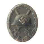 WW2 Third Reich Verwundetenabzeichen im Schwartz. Wound badge in Black. This example is maker marked