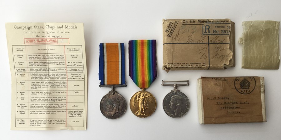 WW1 / WW2 British medal group comprising of British War Medal and Victory Medal and Defence Medal to