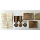 WW1 / WW2 British medal group comprising of British War Medal and Victory Medal and Defence Medal to