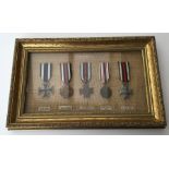 WW1 Imperial German Framed Set of Medals to include: 1914 Iron Cross 2nd class, Cross of Honour with