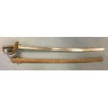 British 1885 Pattern Cavalry Troopers Sword with single edged fullered blade 87cm in length. Dated