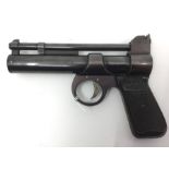Webley "Junior" .177 cal air pistol. Numbered "1595".  153mm long barrel. Overall length 187mm. Much