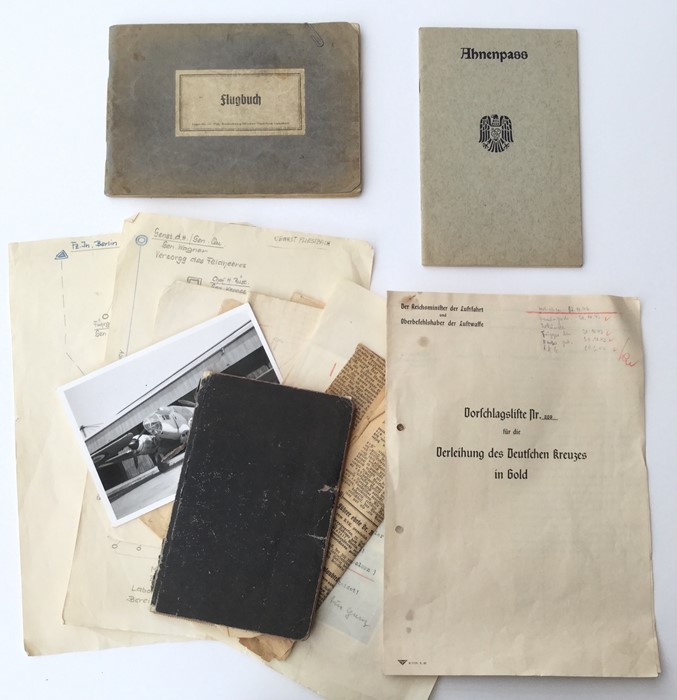 WW2 Third Reich Luftwaffe Log Book & Archive of General Major Karl-Henning Von Barsewisch. This