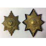 Worcestershire Regiment Valise Plates x 2. One with leather backing. (2)
