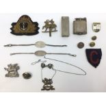 WW2 British Hallmarked Silver Buffs Regimental Sweetheart brooch, Buffs Sweetheart necklace, Pair of