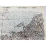 WW2 British RAF Silk Escape map. Central France side "D" and Northern France, Belgium and Holland to