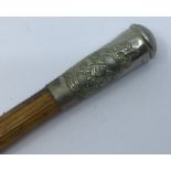 WW1 British Imperial Service College Officer Training Corps Swagger Stick. Bamboo with white metal