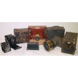 A collection of  late 19th century and early 20th century cameras. (Q)k