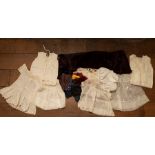 Six Baby dresses and undergarments, late Edwardian 1920s/30s. Knitted bonnet and knickers. A