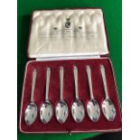 A cased set of George VI silver commemorative teaspoons, various hallmarks for 1936, approximate