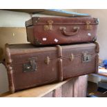 An early 20th century leather trunk case; another similar (2)