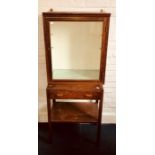 A 20th Century mahogany glazed display cabinet with two glass shelves together with a similar oak