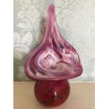 A ruby glass jack-in-the-pulpit vase, height 24cm Condition: good overall