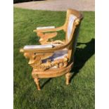An Empire design giltwood ceremonial fauteuil, in the manner of Jacob-Desmalter, with rectangular